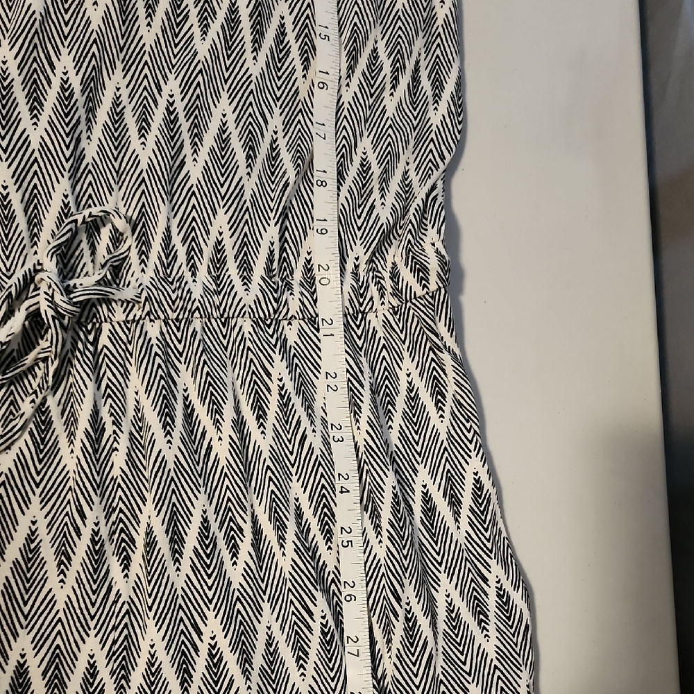 Black and White Chevron Jumpsuit with Tapered Legs - Picture 8 of 10